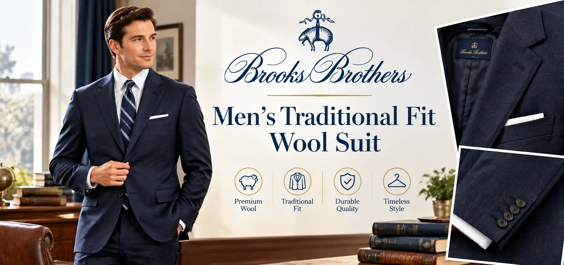 Brooks Brothers Men’s Traditional Fit Wool Suit